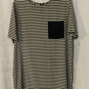 DKNY Silk Tan and Black Striped Dress